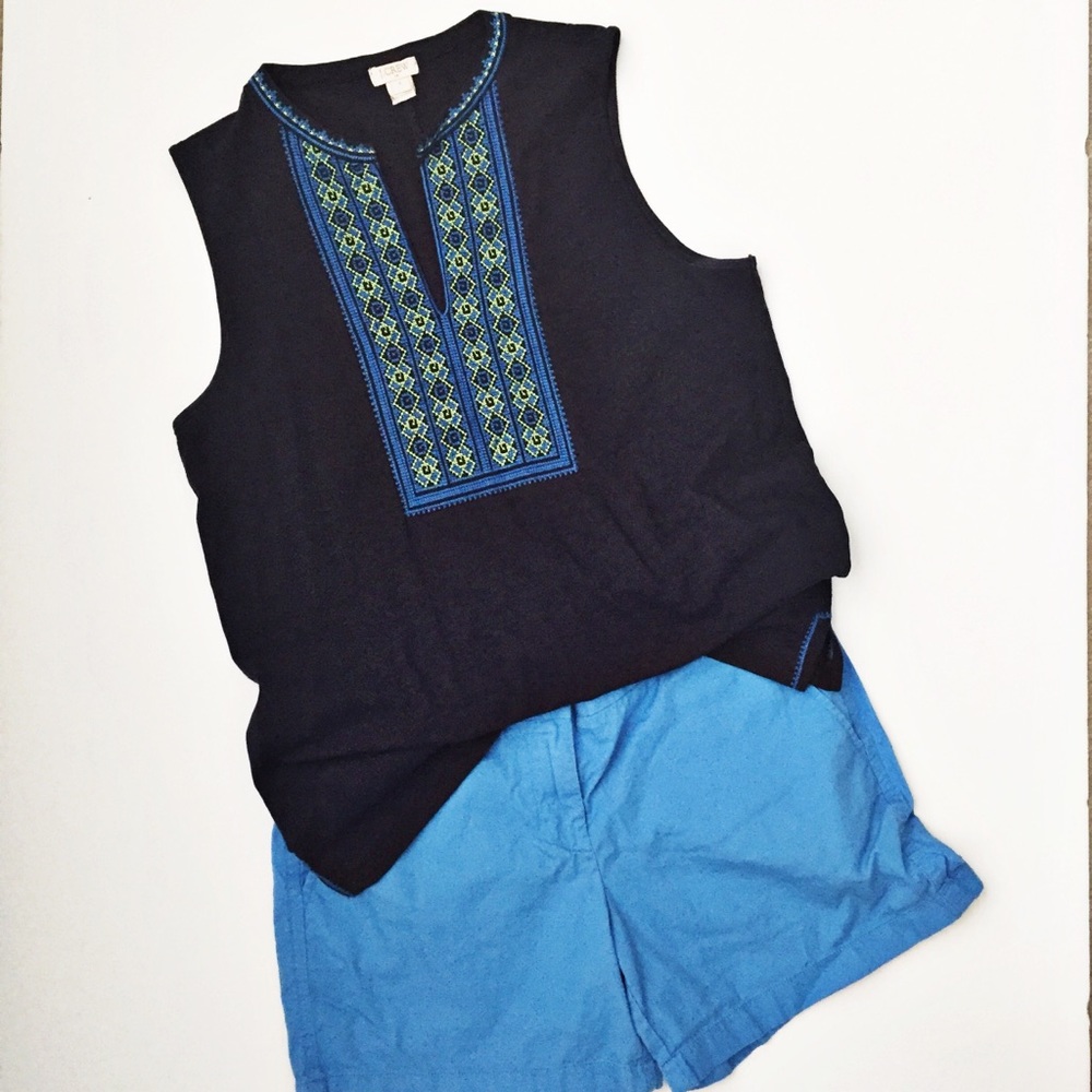 J. Crew Factory Embroidered placket tank top